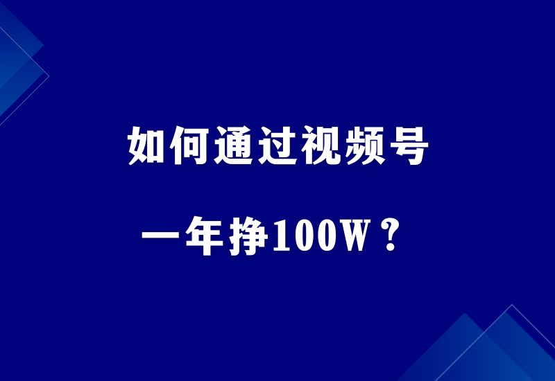 做视频号年赚100W？互联网十年从业者的实操经验分享！ - 87副业网-87副业网