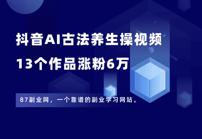 抖音AI古法养生操视频，13个作品涨粉6万，3分钟教会你！ - 87副业网-87副业网
