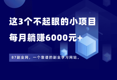 我靠这3个不起眼的小项目，每月躺赚6000元 - 87副业网-87副业网