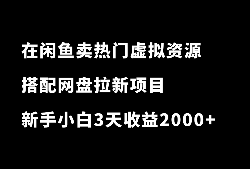 在闲鱼售卖热门虚拟资源,搭配网盘拉新项目,3天收益2000+-87副业网